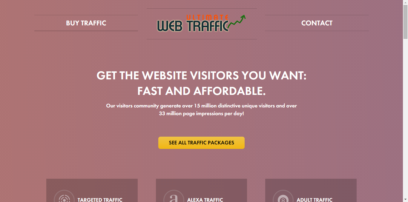 Utimate Web Traffic Home Page Shot - Free or Low Cost Traffic for Your Website